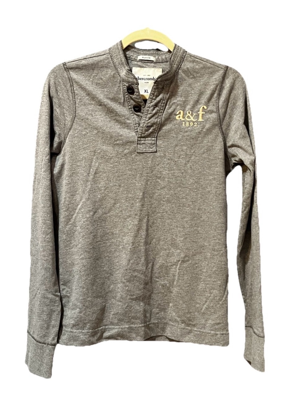 abercrombie kids Gray Long Sleeve Henley Tee